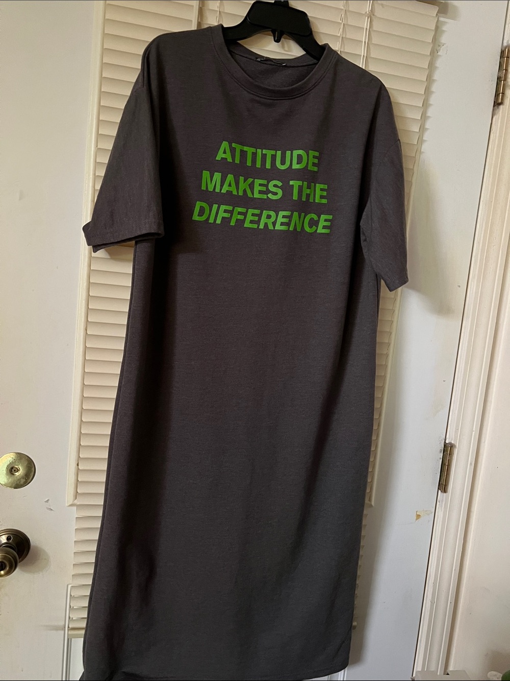 Graphic Tee Dress with Green Slogan